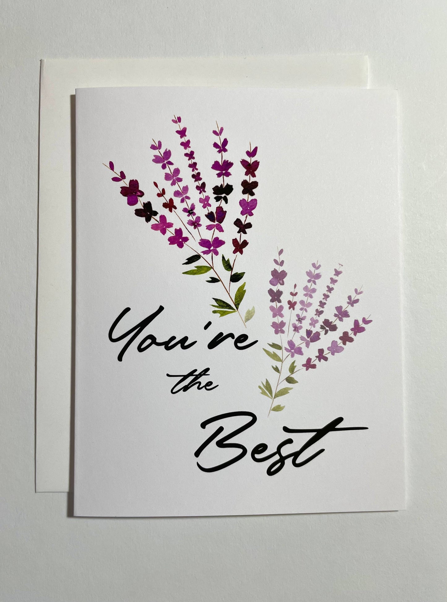 You're The Best - Purple Floral - Watercolor Greeting Card