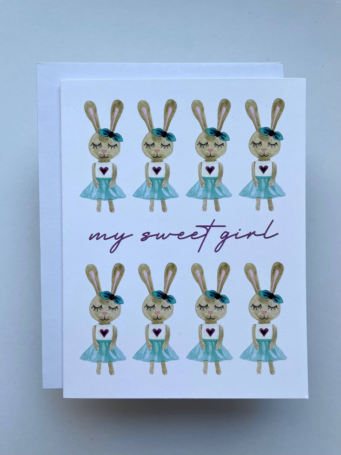 My Sweet Girl - Bunny Tutu - Watercolor Greeting Card