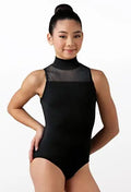 Mock Neck Mesh Inset Leotard