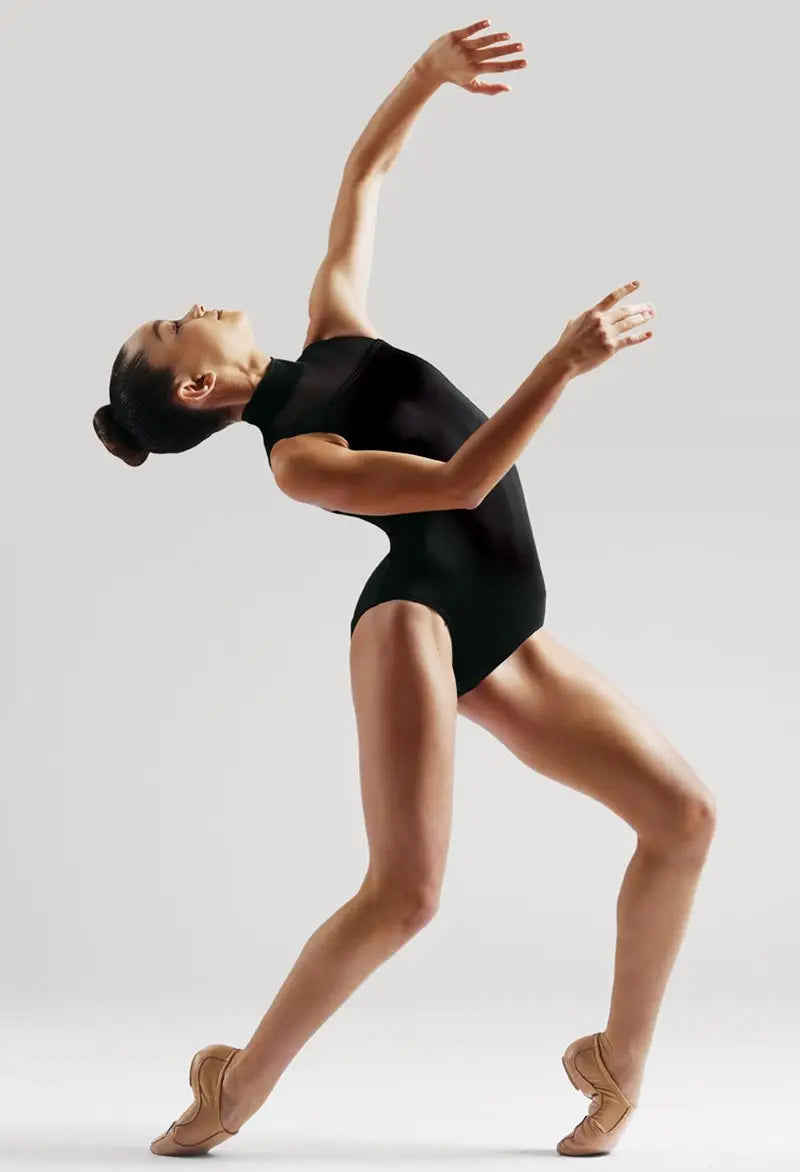 Mock Neck Mesh Inset Leotard
