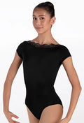 Lace Trim Cap Sleeve Leotard