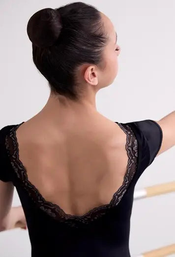 Lace Trim Cap Sleeve Leotard