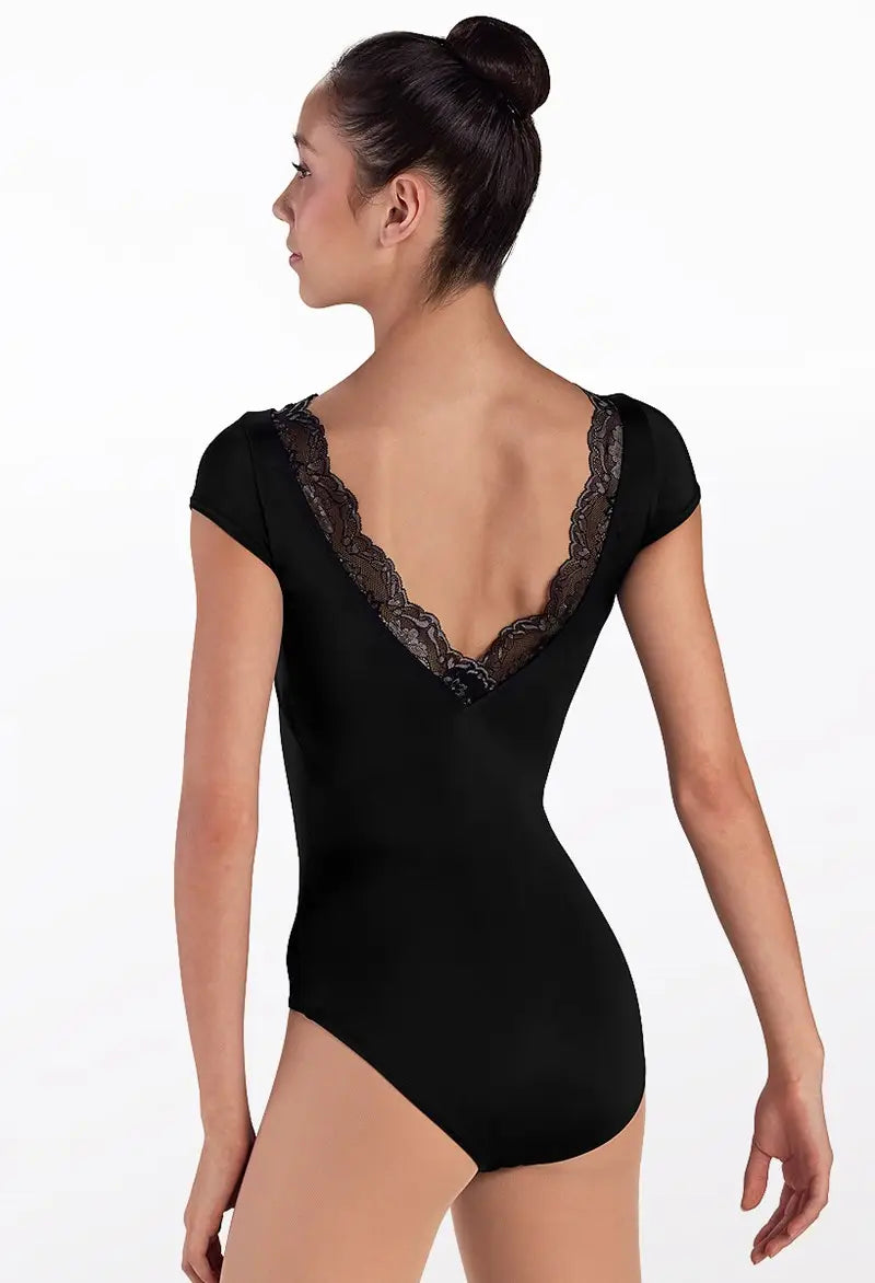 Lace Trim Cap Sleeve Leotard