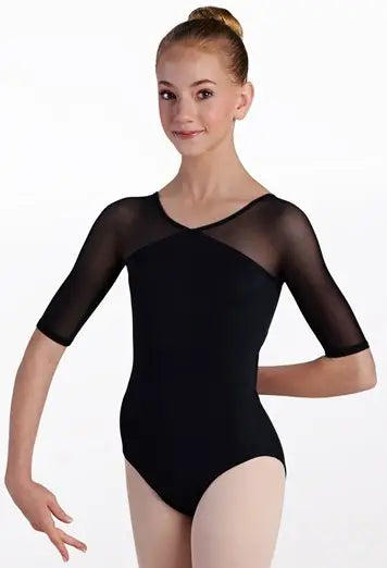 Mesh Sleeve Low Back Leotard