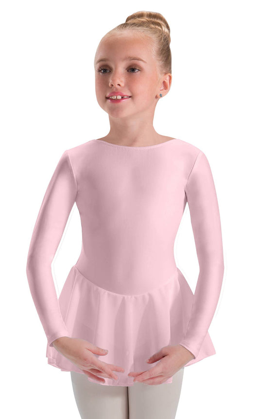 Velour Long Sleeve Sheer Skirted Leotard