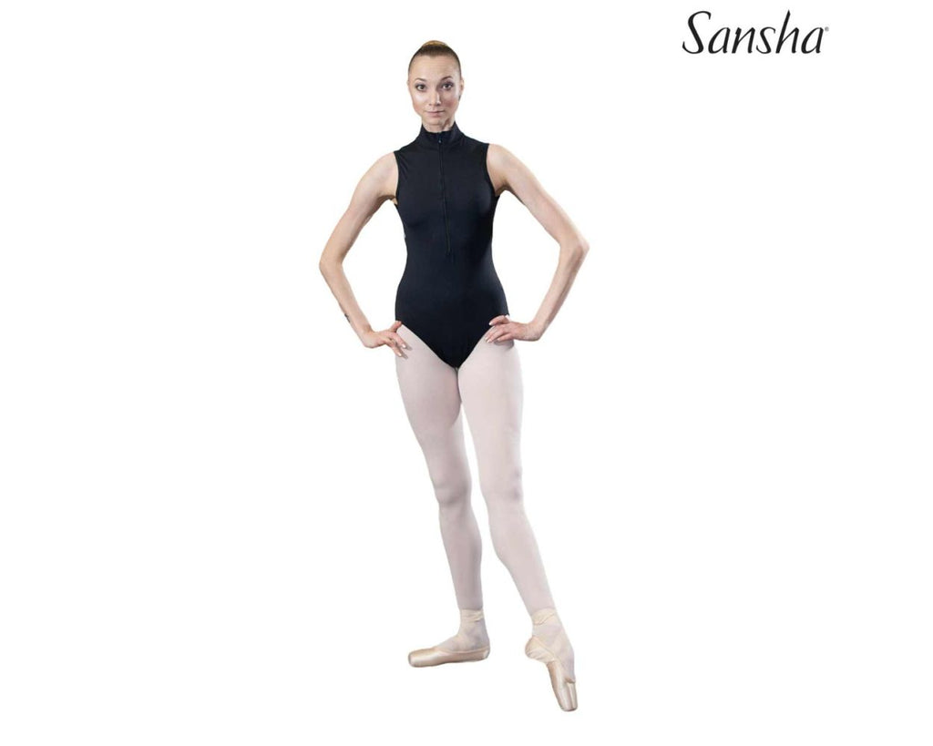 Front Zip Floral Mesh Back Leotard