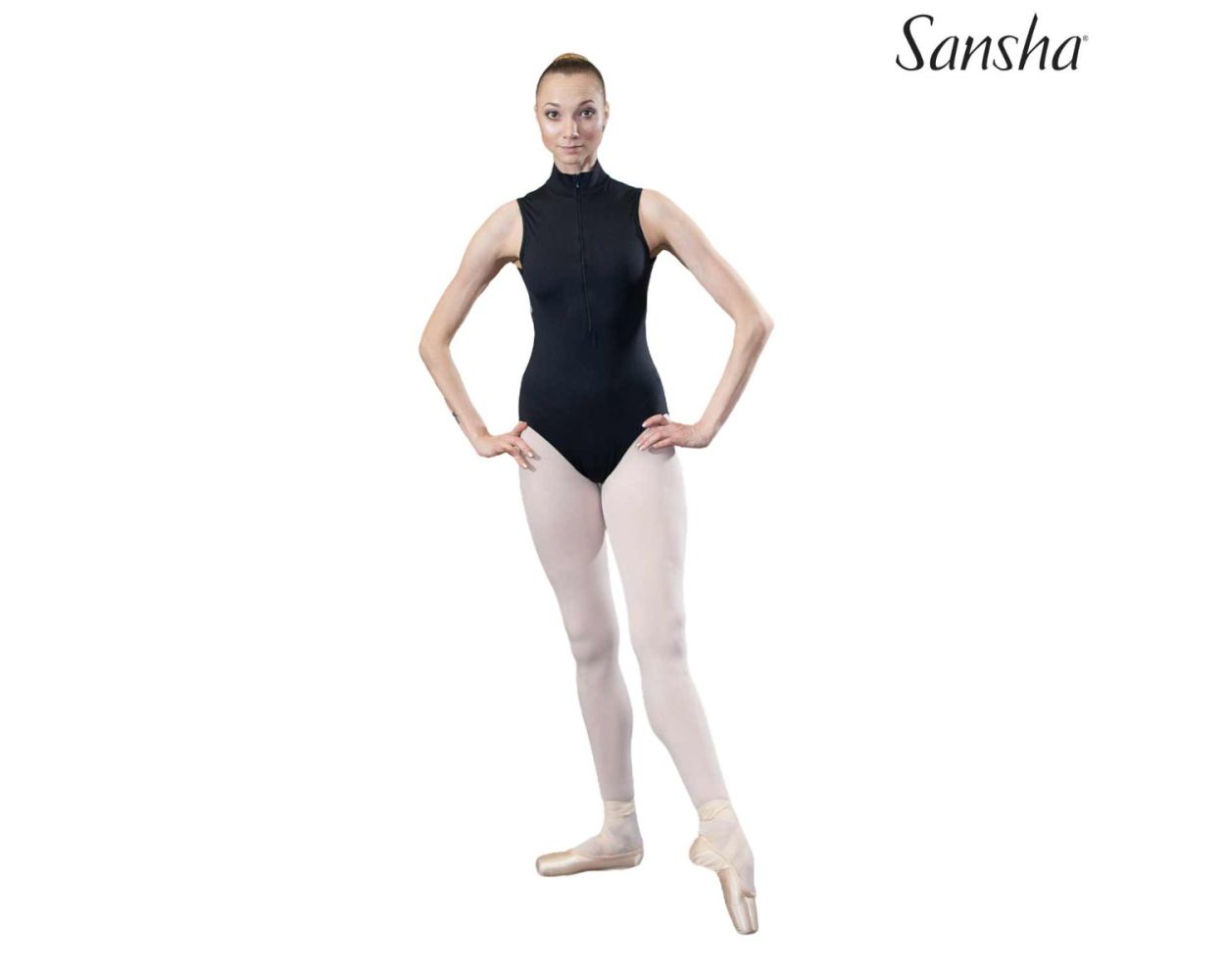 Front Zip Floral Mesh Back Leotard