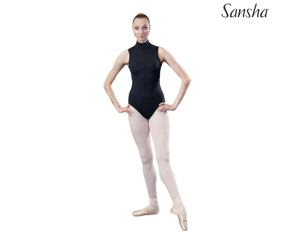 Front Zip Floral Mesh Back Leotard