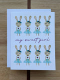 My Sweet Girl - Bunny Tutu - Watercolor Greeting Card