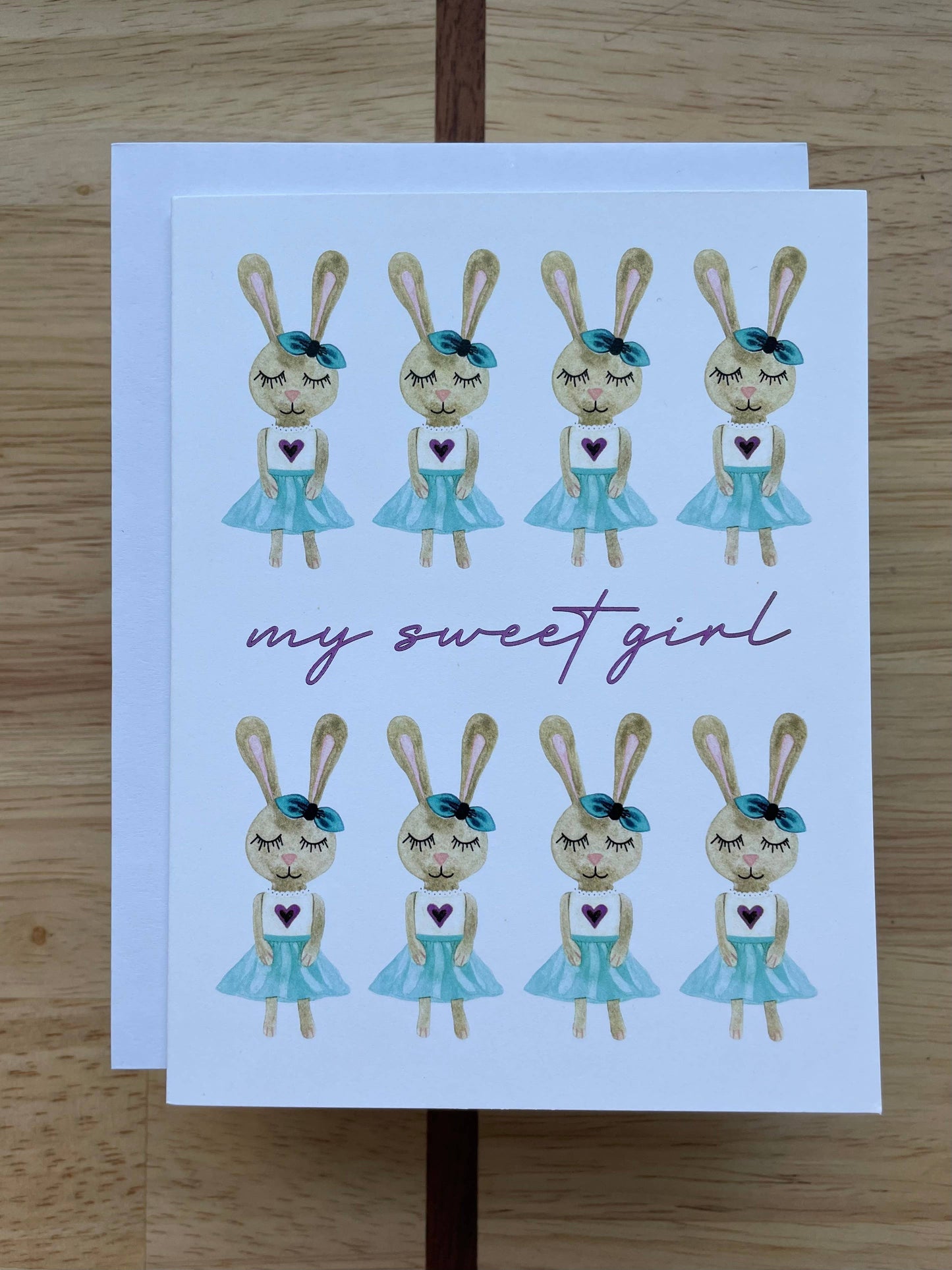 My Sweet Girl - Bunny Tutu - Watercolor Greeting Card