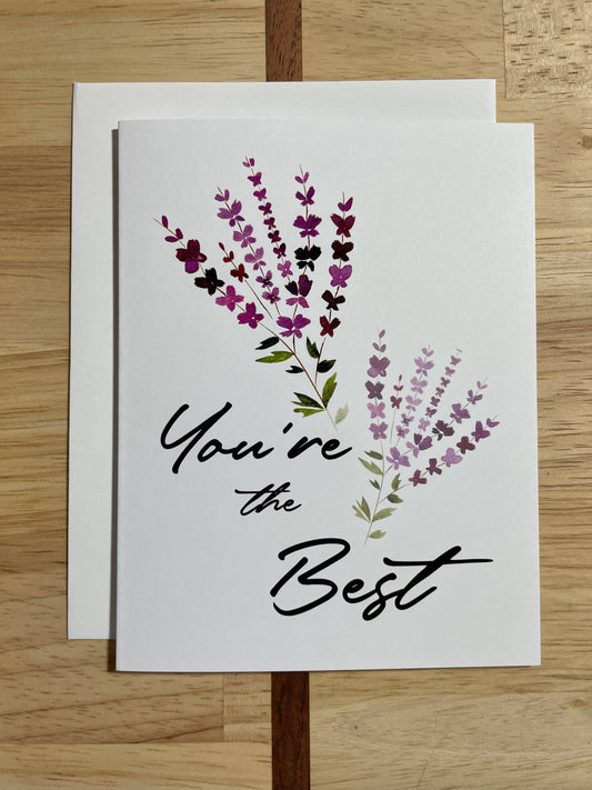 You're The Best - Purple Floral - Watercolor Greeting Card