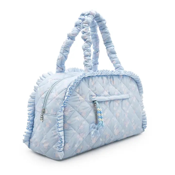 Quilted Floral Printed Medium Duffle Bag