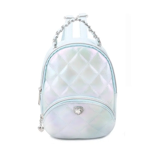 Metallic Quilted Blue Mini Backpack